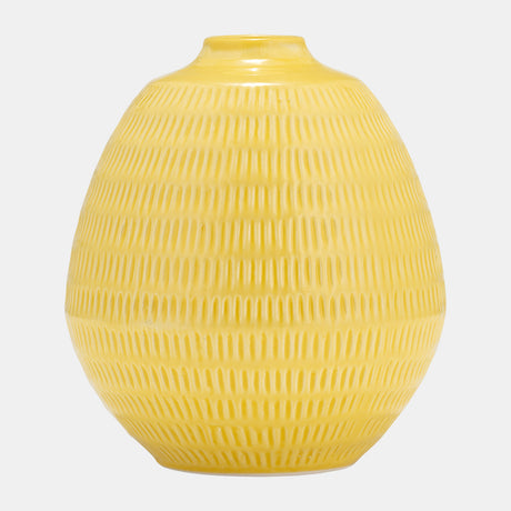 Cer,7",stripe Oval Vase,yellow from Sagebrook Home - Luna Furniture