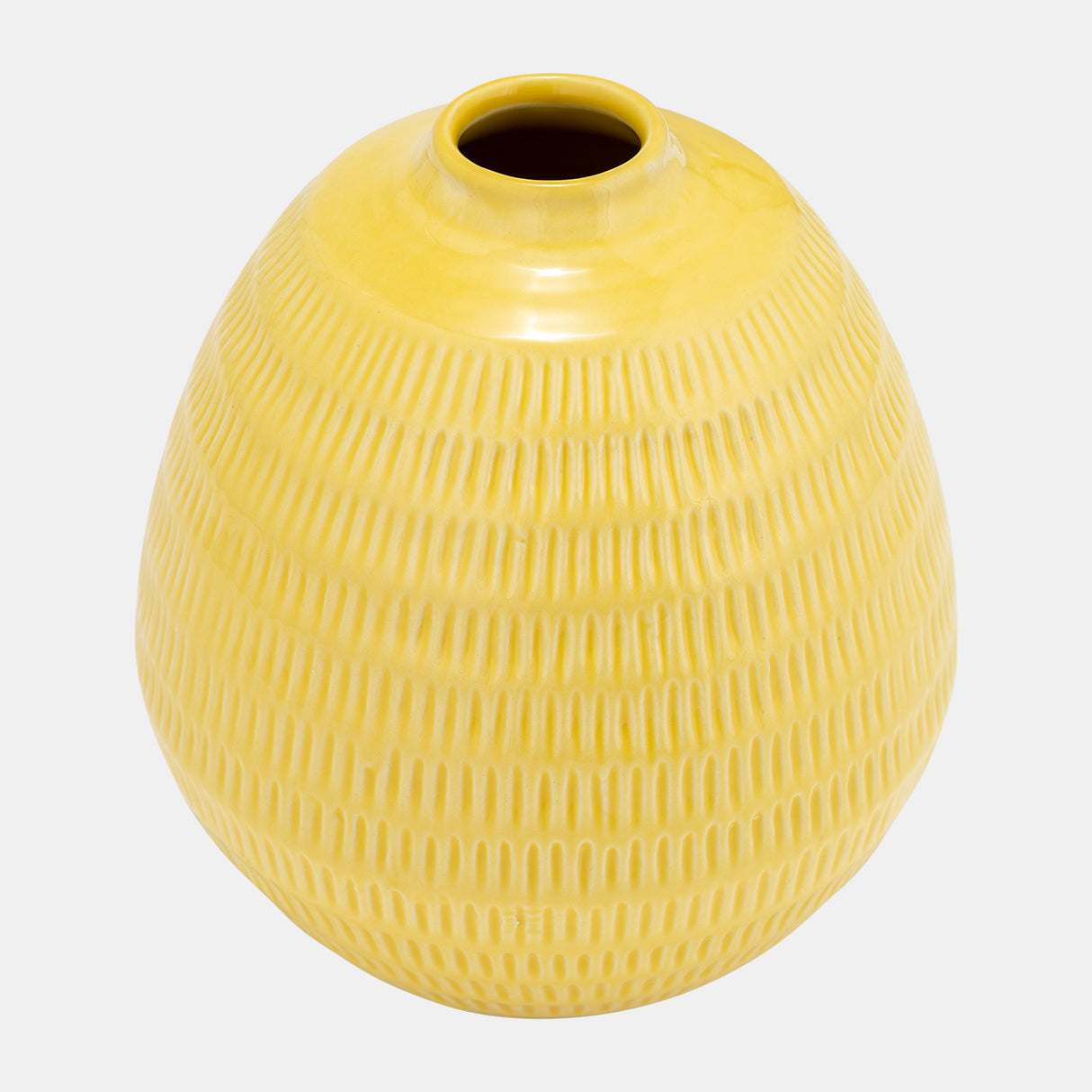 Cer,7",stripe Oval Vase,yellow from Sagebrook Home - Luna Furniture