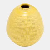 Cer,7",stripe Oval Vase,yellow from Sagebrook Home - Luna Furniture