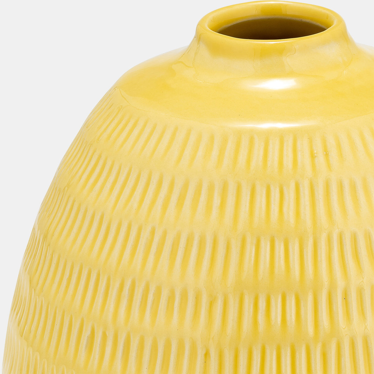 Cer,7",stripe Oval Vase,yellow from Sagebrook Home - Luna Furniture