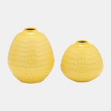 Cer,7",stripe Oval Vase,yellow from Sagebrook Home - Luna Furniture