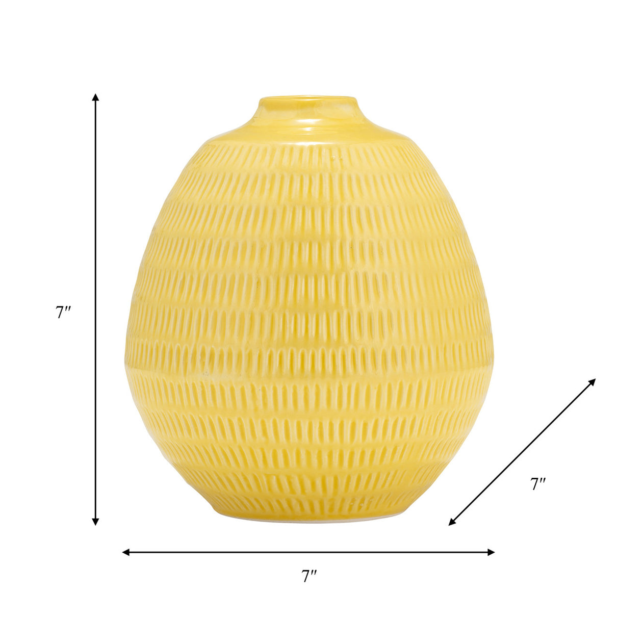 Cer,7",stripe Oval Vase,yellow from Sagebrook Home - Luna Furniture