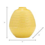 Cer,7",stripe Oval Vase,yellow from Sagebrook Home - Luna Furniture