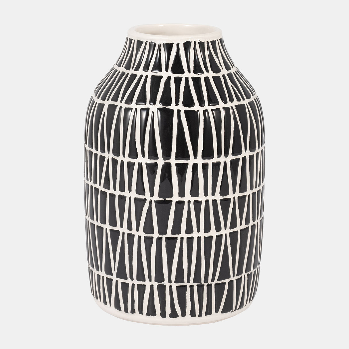 Cer, 7" Tribal Vase, Black from Sagebrook Home - Luna Furniture