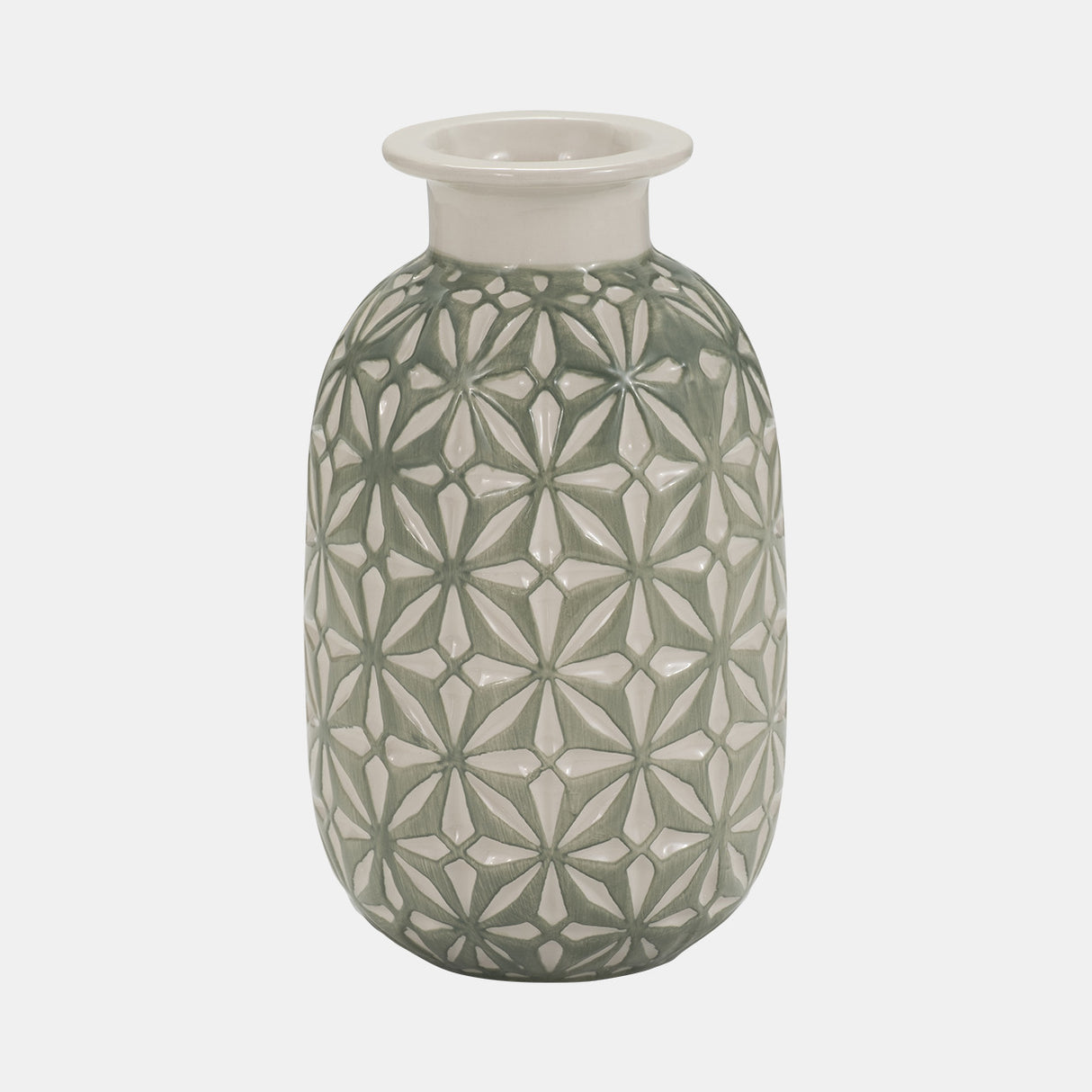 Cer, 8" Daisy Vase, Dark Sage from Sagebrook Home - Luna Furniture