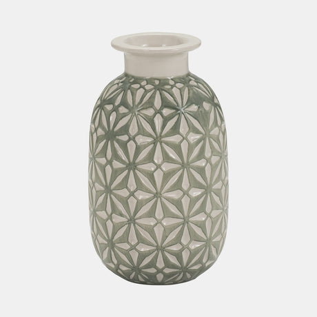 Cer, 8" Daisy Vase, Dark Sage from Sagebrook Home - Luna Furniture