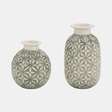 Cer, 8" Daisy Vase, Dark Sage from Sagebrook Home - Luna Furniture