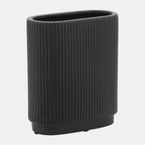 Cer, 8"h Ridged Vase, Black from Sagebrook Home - Luna Furniture