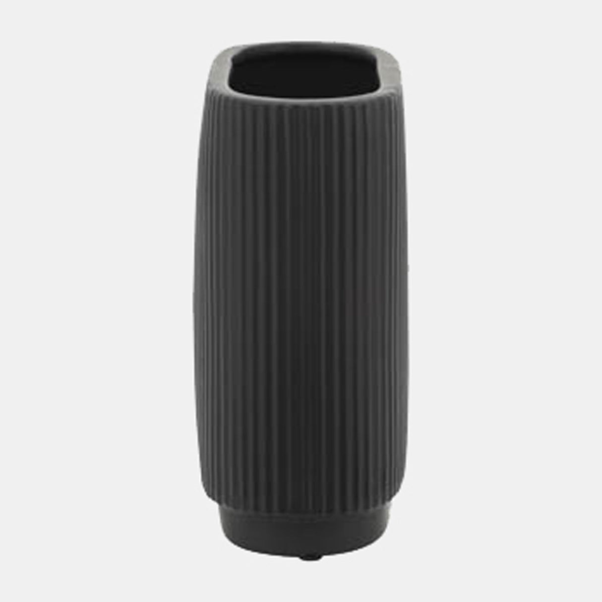 Cer, 8"h Ridged Vase, Black from Sagebrook Home - Luna Furniture