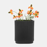 Cer, 8"h Ridged Vase, Black from Sagebrook Home - Luna Furniture