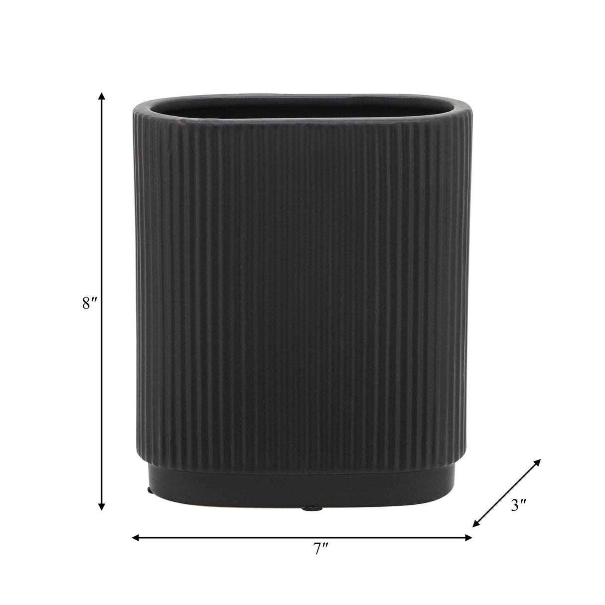 Cer, 8"h Ridged Vase, Black from Sagebrook Home - Luna Furniture