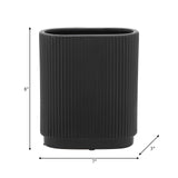 Cer, 8"h Ridged Vase, Black from Sagebrook Home - Luna Furniture