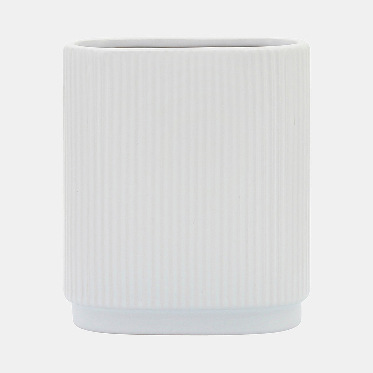 Cer, 8"h Ridged Vase, White from Sagebrook Home - Luna Furniture