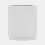 Cer, 8"h Ridged Vase, White from Sagebrook Home - Luna Furniture