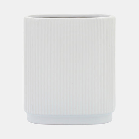 Cer, 8"h Ridged Vase, White from Sagebrook Home - Luna Furniture