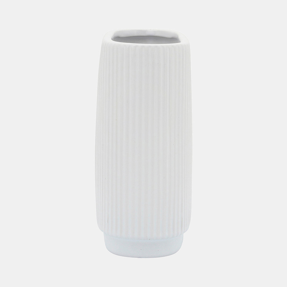 Cer, 8"h Ridged Vase, White from Sagebrook Home - Luna Furniture