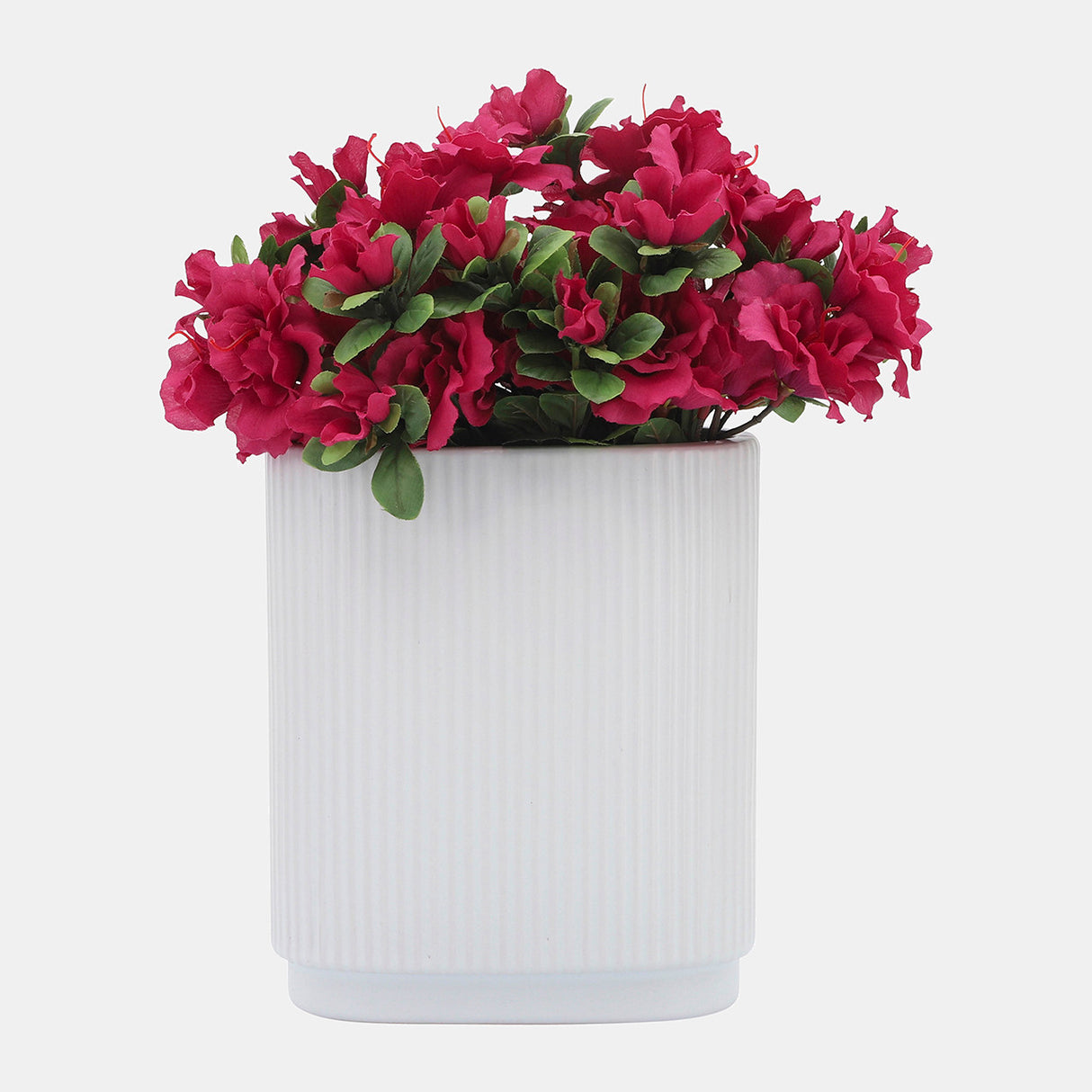 Cer, 8"h Ridged Vase, White from Sagebrook Home - Luna Furniture