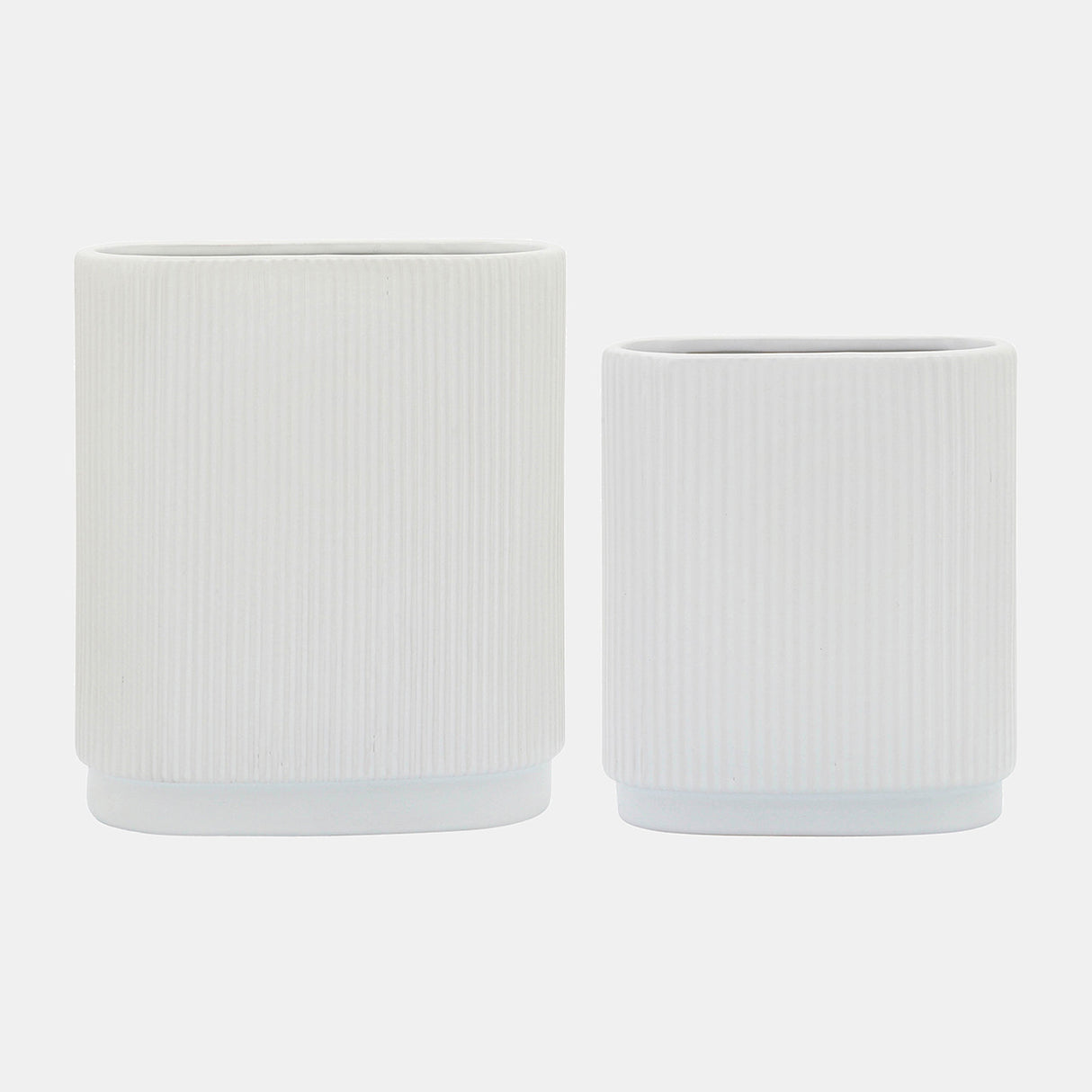 Cer, 8"h Ridged Vase, White from Sagebrook Home - Luna Furniture