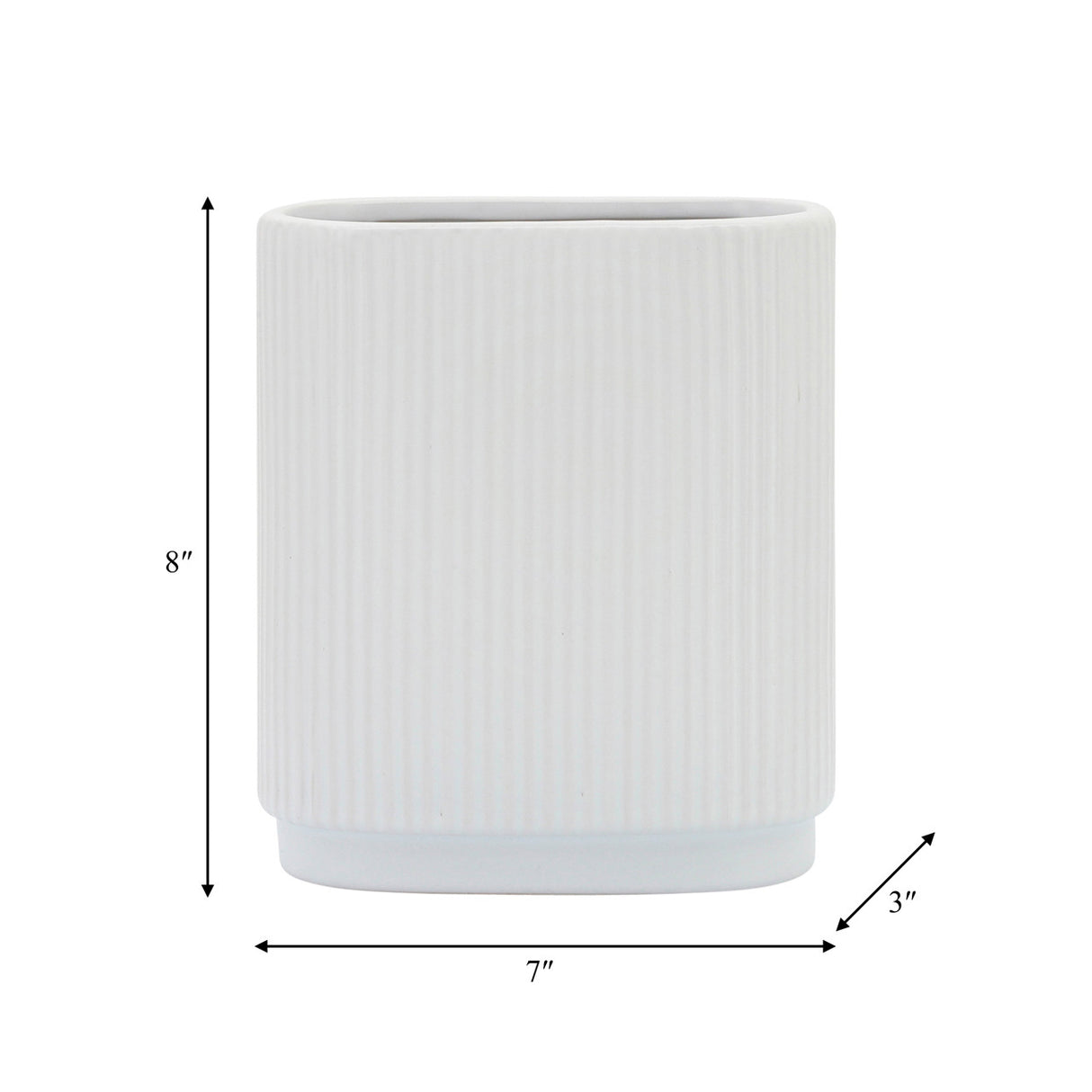 Cer, 8"h Ridged Vase, White from Sagebrook Home - Luna Furniture