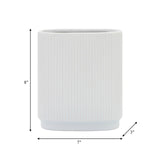 Cer, 8"h Ridged Vase, White from Sagebrook Home - Luna Furniture