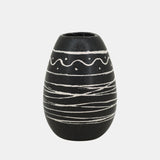 Cer, 8"h Tribal Vase, Black/white from Sagebrook Home - Luna Furniture