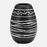 Cer, 8"h Tribal Vase, Black/white from Sagebrook Home - Luna Furniture