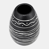 Cer, 8"h Tribal Vase, Black/white from Sagebrook Home - Luna Furniture