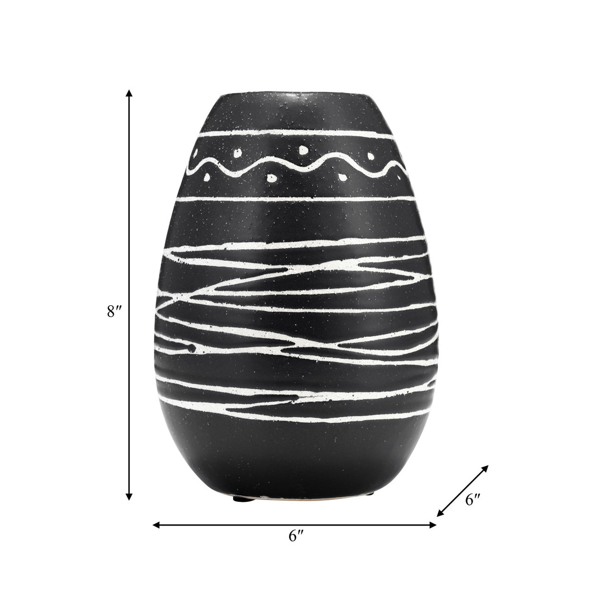 Cer, 8"h Tribal Vase, Black/white from Sagebrook Home - Luna Furniture