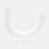 Cer, 8"h U-shaped Vase W/ Base, White from Sagebrook Home - Luna Furniture