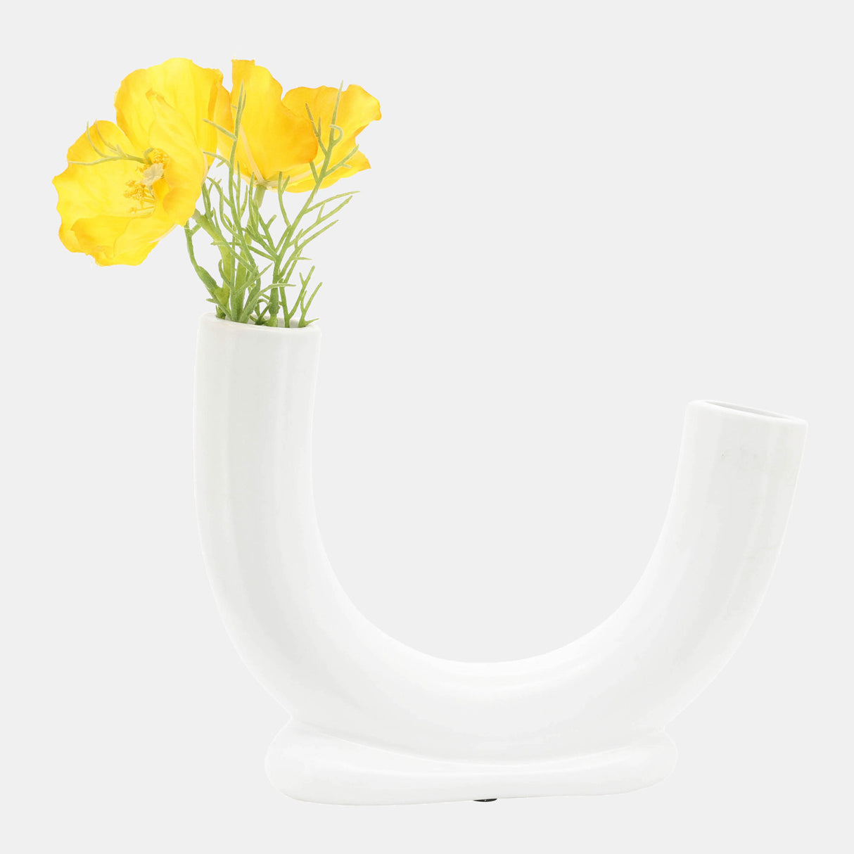 Cer, 8"h U-shaped Vase W/ Base, White from Sagebrook Home - Luna Furniture