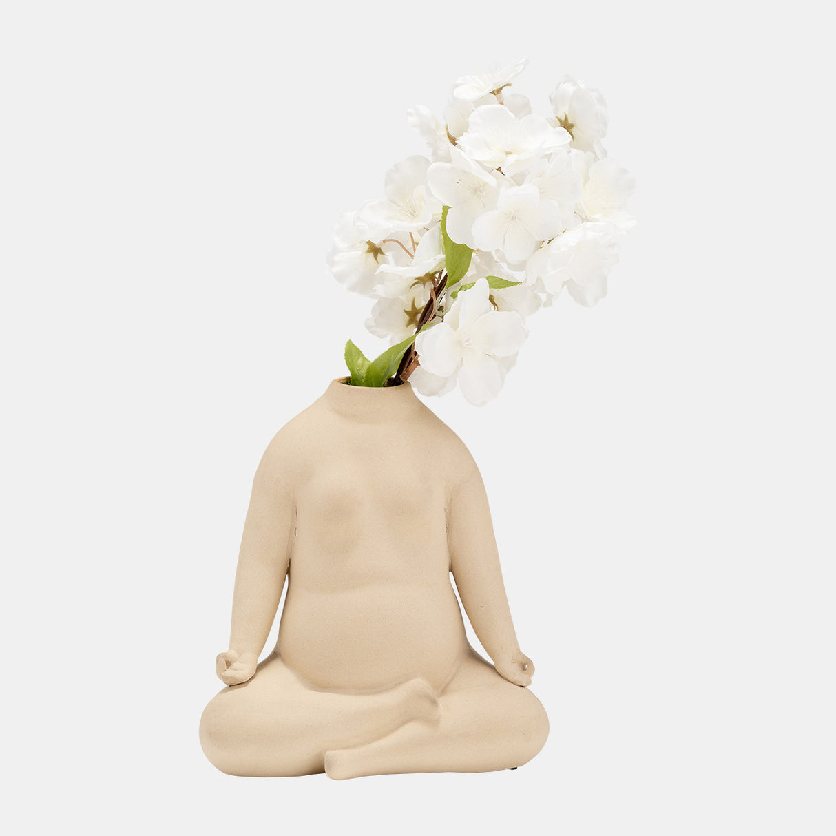 Cer, 8"h Woman Body Flower Vase, Cream from Sagebrook Home - Luna Furniture