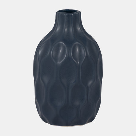 Cer, 8" Honeycomb Dimpled Vase, Navy from Sagebrook Home - Luna Furniture