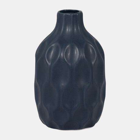 Cer, 8" Honeycomb Dimpled Vase, Navy from Sagebrook Home - Luna Furniture