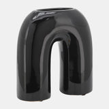 Cer, 8" Horseshoe Vase, Black from Sagebrook Home - Luna Furniture