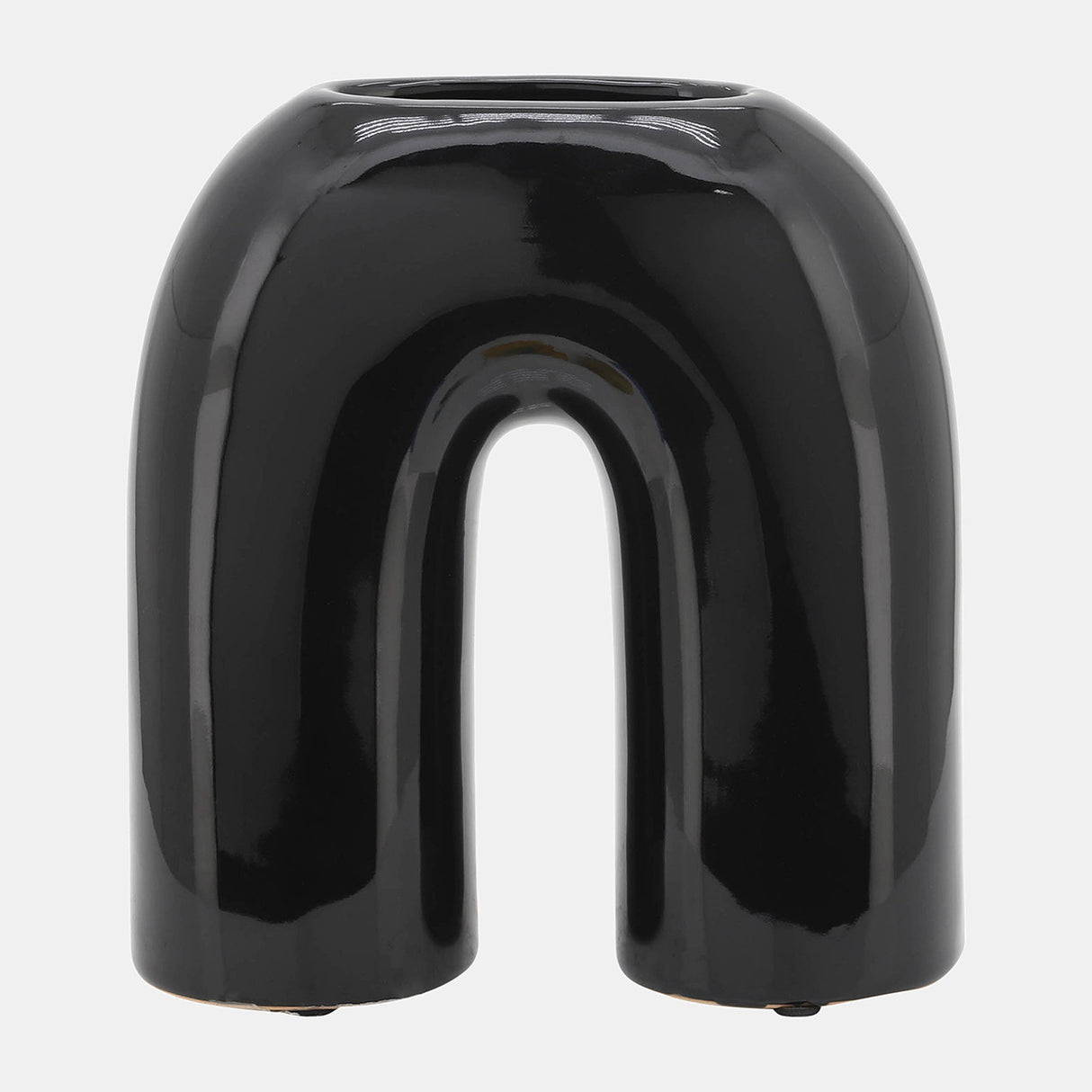 Cer, 8" Horseshoe Vase, Black from Sagebrook Home - Luna Furniture