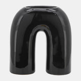 Cer, 8" Horseshoe Vase, Black from Sagebrook Home - Luna Furniture