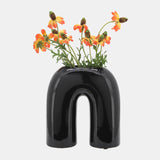 Cer, 8" Horseshoe Vase, Black from Sagebrook Home - Luna Furniture