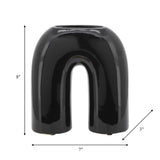 Cer, 8" Horseshoe Vase, Black from Sagebrook Home - Luna Furniture