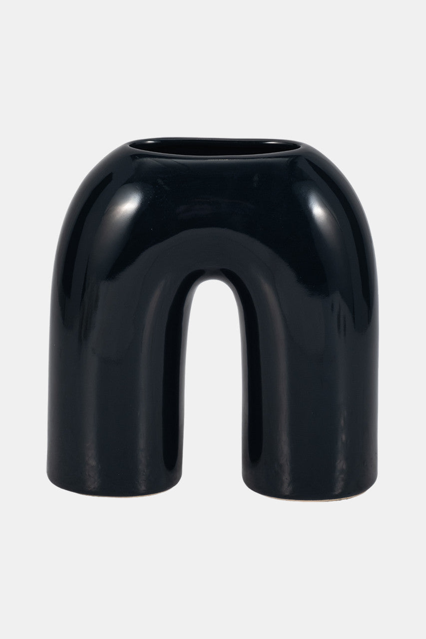 Cer, 8" Horseshoe Vase, Navy Blue from Sagebrook Home - Luna Furniture