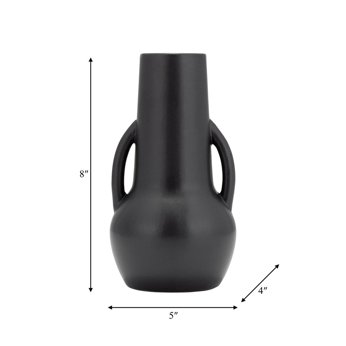 Cer,8",vase W/handles,black from Sagebrook Home - Luna Furniture