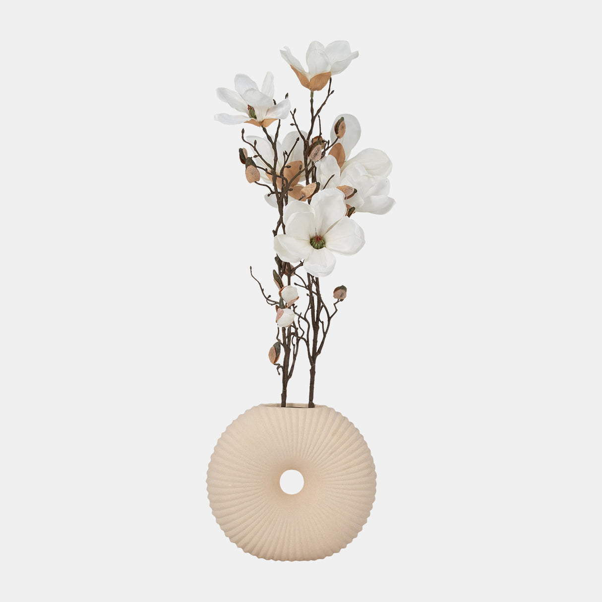 Cer, 9" Donut Hole Vase, Cotton from Sagebrook Home - Luna Furniture