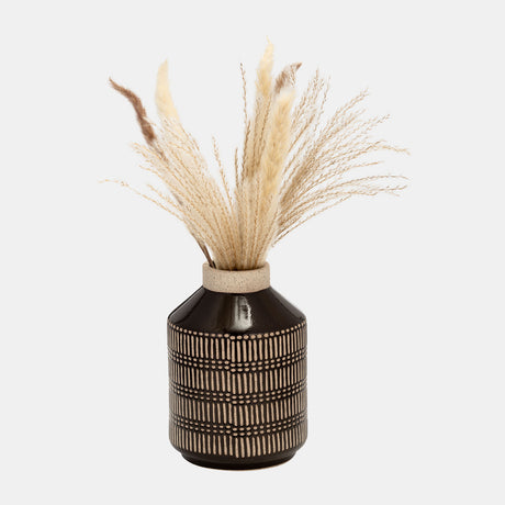 Cer, 9"h Lines Vase, Java from Sagebrook Home - Luna Furniture