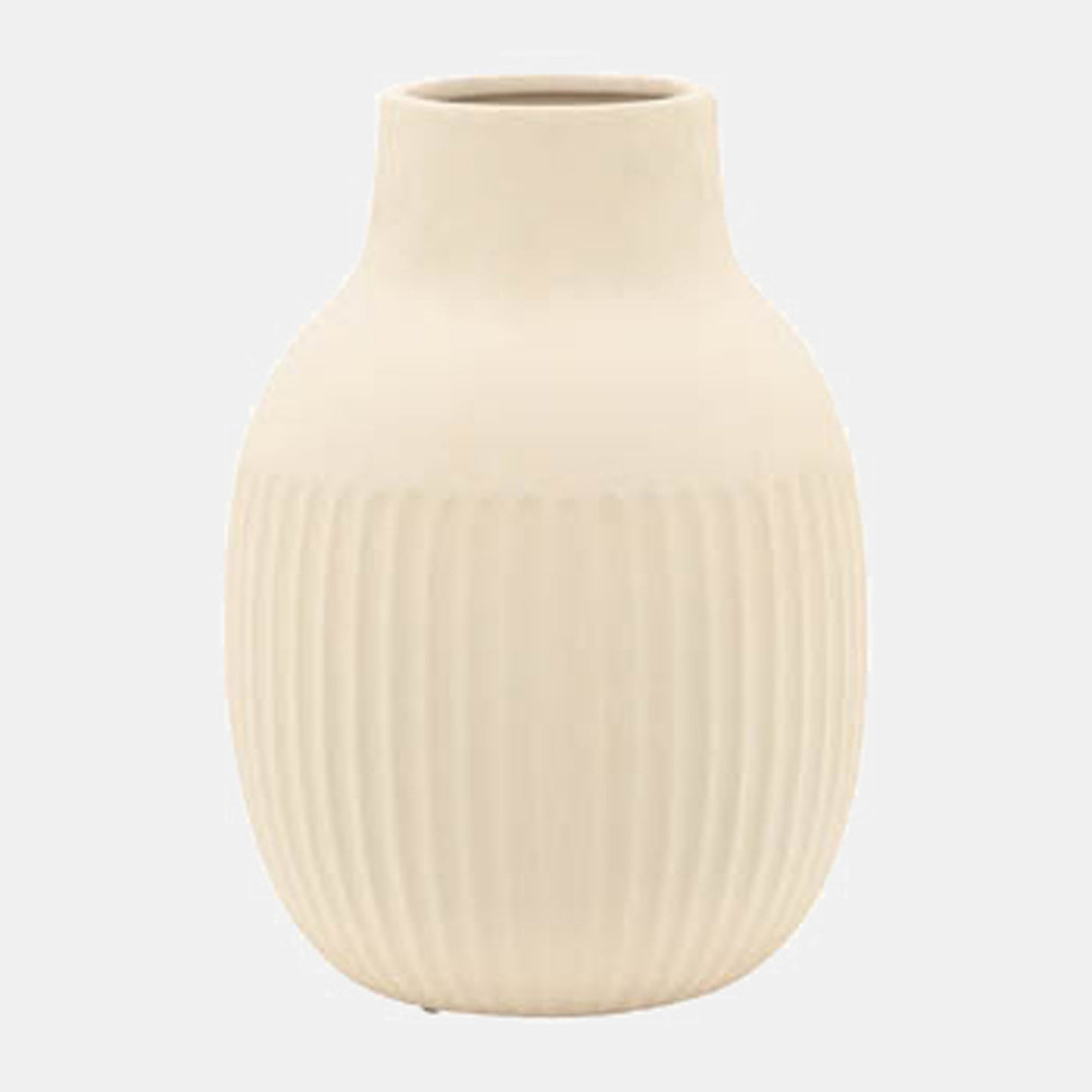 Cer, 9"h Ridged Bulbous Vase, Ivory from Sagebrook Home - Luna Furniture