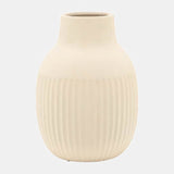 Cer, 9"h Ridged Bulbous Vase, Ivory from Sagebrook Home - Luna Furniture