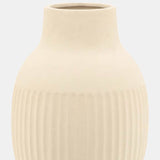 Cer, 9"h Ridged Bulbous Vase, Ivory from Sagebrook Home - Luna Furniture