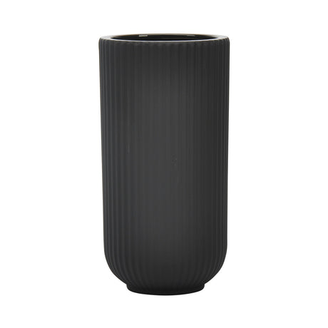 Cer, 9"h Ridged Vase, Black from Sagebrook Home - Luna Furniture