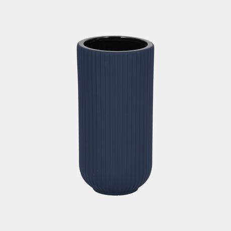 Cer, 9"h Ridged Vase, Navy from Sagebrook Home - Luna Furniture