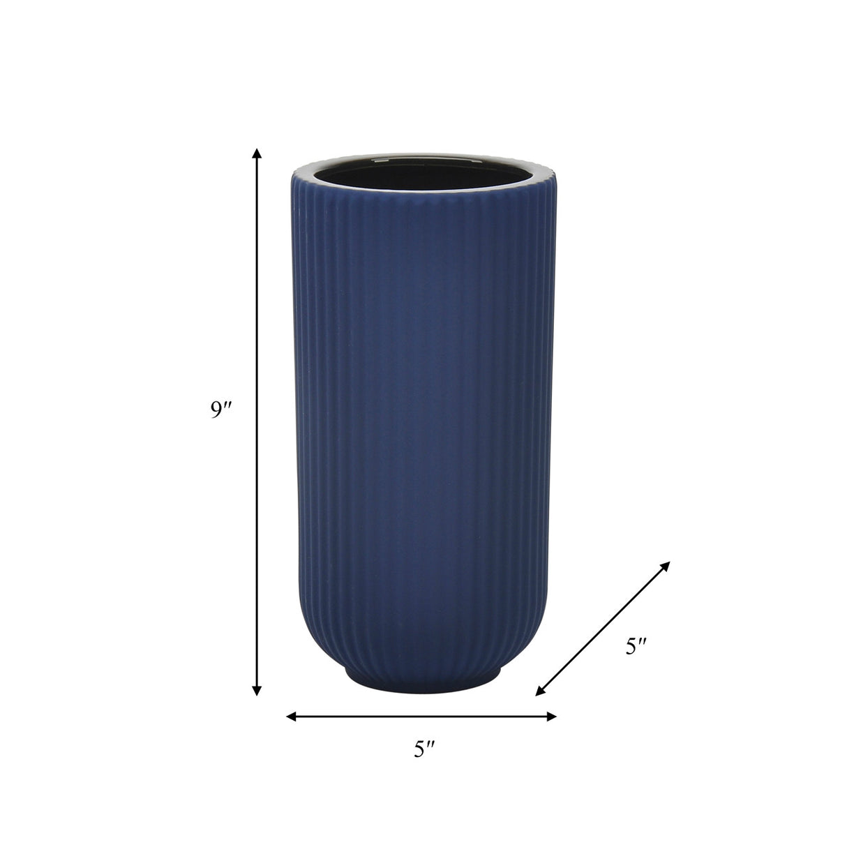 Cer, 9"h Ridged Vase, Navy from Sagebrook Home - Luna Furniture