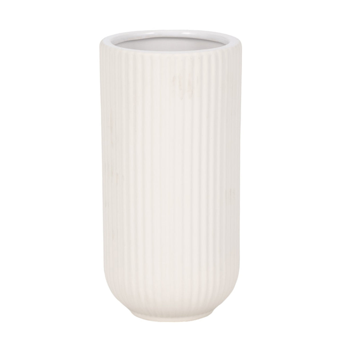 Cer, 9"h Ridged Vase, White from Sagebrook Home - Luna Furniture