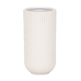 Cer, 9"h Ridged Vase, White from Sagebrook Home - Luna Furniture